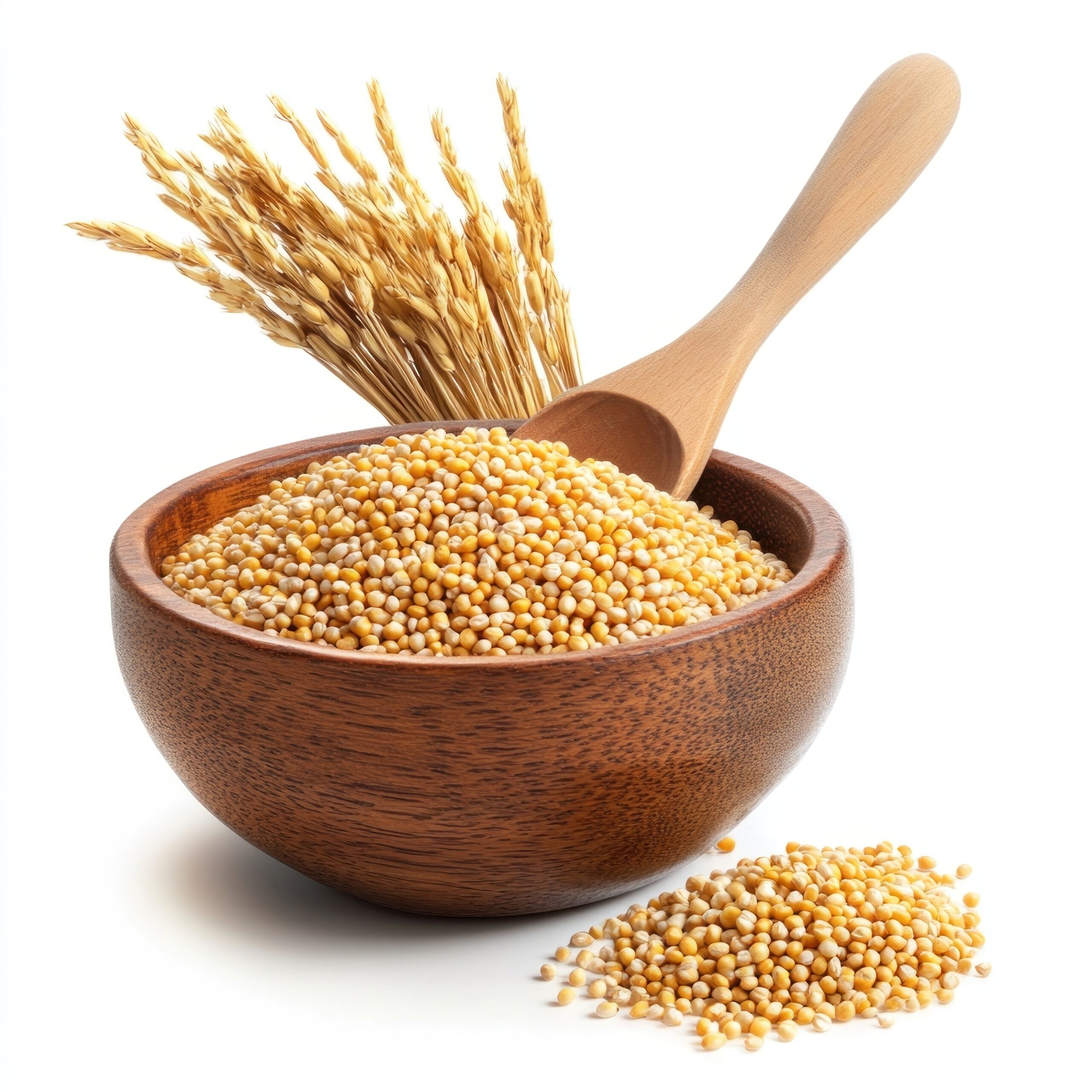Real millets grains ingredients wooden.
