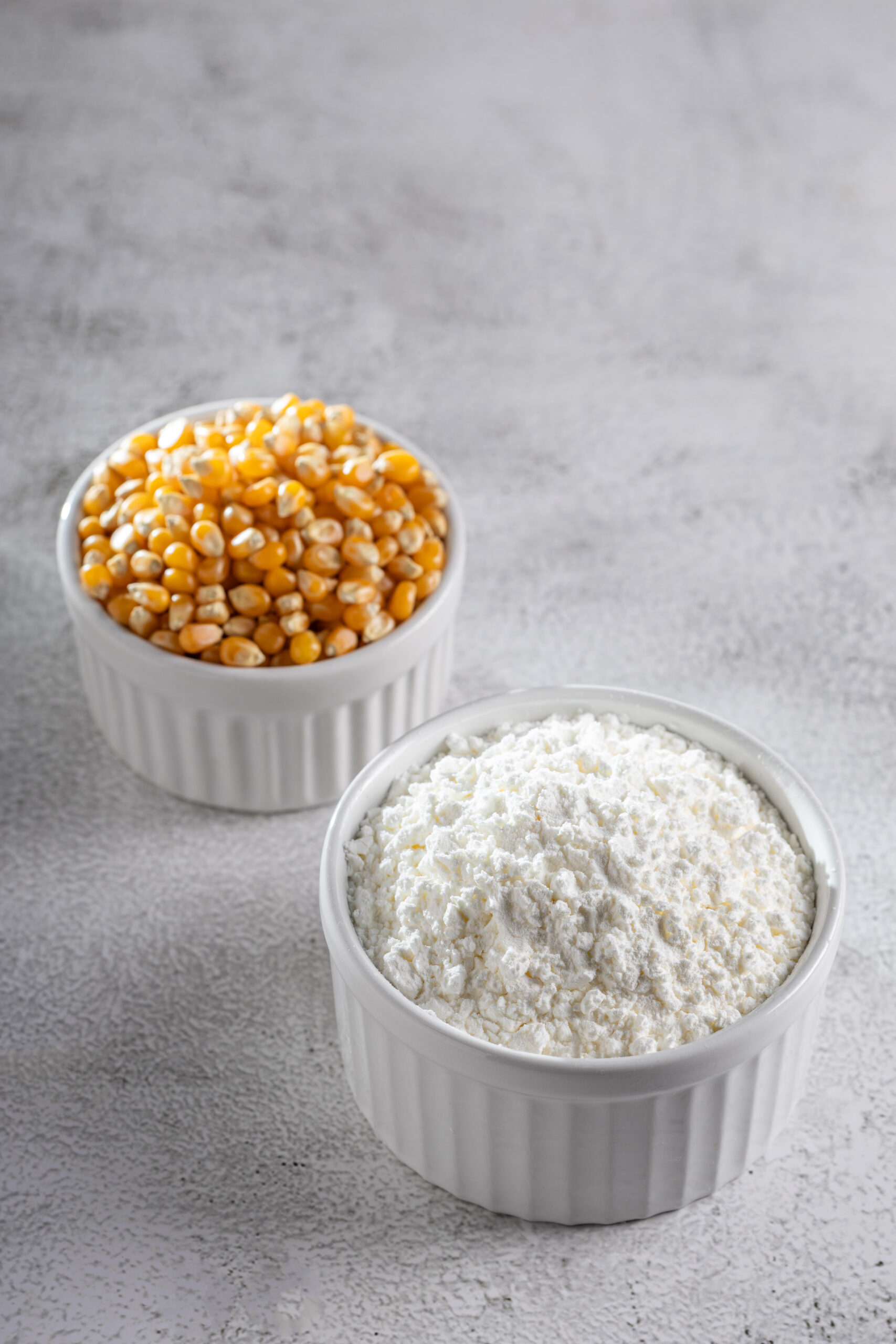 Food grade and industrial grade corn starch, fine white powder from corn endosperm
